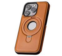 Clarioy Full Faux Leather Shockproof Magnetic Case for iphone, Leonaw/Clarioy Full-Coverage Shockproof Leather Magnetic Invisible Stand, Luxury Electroplated Leather agnetic Case (Brown,16Plus)