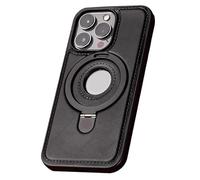 Clarioy Full Faux Leather Shockproof Magnetic Case for iphone, Leonaw/Clarioy Full-Coverage Shockproof Leather Magnetic Invisible Stand, Luxury Electroplated Leather agnetic Case (Black,12)