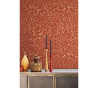 Clarissa Hulse Gypsophila Paprika & Gold Effect Smooth Wallpaper