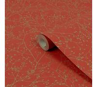 Clarissa Hulse Gypsophila Paprika & Gold Effect Smooth Wallpaper