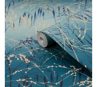 Clarissa Hulse Meadow Grass Floral Wallpaper in Navy | Size: 10000mm x 520mm Clarissa Hulse Navy 10000mm x 520mm