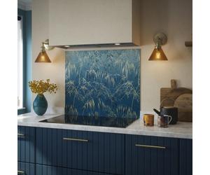 Clarissa Hulse Self Adhesive Kitchen Splashback Meadow Grass Blue Toughened Glass (W) 900 X (L) 750mm