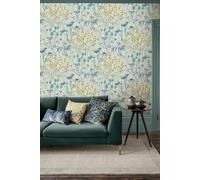 Clarissa Hulse Summer Border Verdigris, Green & White Smooth Wallpaper