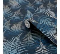 Clarissa Hulse Woodland Fern French Navy Smooth Wallpaper