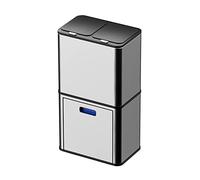 CLARISSABEL Trash Can Kitchen Indoor Trash Can Intelligent Induction Trash Can Vertical Two-layer Classification Trash Can with Lid Stainless Steel 38L Large Capacity Bathroom Trash Can