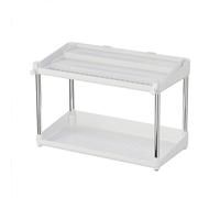Clarisworld 2 Tier Shelf Spice Rack Organizer assort with adjustable tray, Spice Rack for Inside Cupboard White, Multipurpose use for kitchen, office, home, bedroom, bathroom.