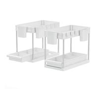 Clarisworld 2 Tier Under Sink Organizer Slide Out Drawer With Unique Handle, Multi-Purpose Use 40.7X22X32.5Cm (Pack Of 2-White)