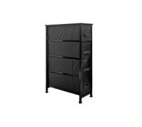 Clarisworld Chest Drawers Narrow Storage Tower Dressed Closets - Laminated Fabric (4 Drawer Narrow Black) in Black Clarisworld Black