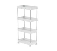 Clarisworld Storage Cart With 4 Tier Rolling Utility Trolley With Lockable Wheels For Home, Office (White-4 Tier Storage Cart)