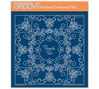 Clarity Stamps Tina's Floral Swirls & Corners All in One - Thank You A5 Square Groovi Plate