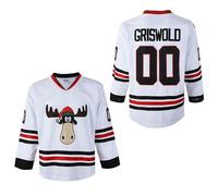 Clark #00 Griswold Men's Movie Hockey Jersey X-Mas Christmas Vacation White Stitched S-4XL, White, Medium