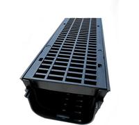 Clark 7 X Drain Shallow Cd410 Shallow Flow Channel Drainage Plastic Pvc Heavy Duty Including 2 X Endcaps For Garden Or Driveway