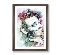 Clark Gable In Abstract Modern Art Framed Print | A2 Walnut Framed Wall Art | Ready to Hang | Abstract Fantasy Picture | Living Room Bedroom Lounge Office