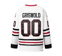 Clark Griswold #00 X-Mas Movie Hockey Jersey Stitched Letters Numbers for He Husband Father Size S-XXXL, White, 3XL