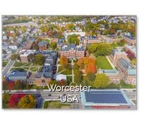 Clark University and University Park Aerial View with Fall Foliage in City of Worcester, Massachusetts MA, USA., Fridge Magnet