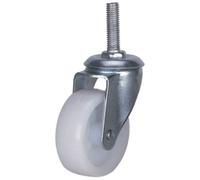 Clarke 64mm White Nylon Threaded Stem Swivel or Swivel & Brake Castors