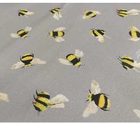 Clarke and Clarke Bumble Bees Smoke Grey Cotton Curtain Fabric 140cm x 1 metre