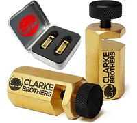 Clarke Brothers Brass Stair Gauge Set - 2pcs Stair Tread Gauge for Conventional Framing Square - Heavy-Duty, Large Knob Size, Long Brass Body