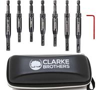 Clarke Brothers Self-Centering Drill Bit Set - 8-Pack Assorted Sizes Center Drill Bit Set with Hex Key and Zippered Case - Heavy-Duty Steel Drill Bits for Wood Working, Hinges, Hardware