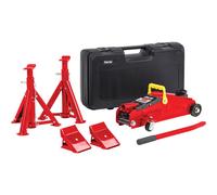 Clarke CGLK1 5-Piece 2 Tonne Trolley Jack, Chock and Axle Stand Set (1T per stand)