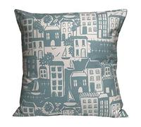 Clarke & Clarke Waterside Coastal View Duck Egg Blue Seaside Cushion Cover (18” x 18”)