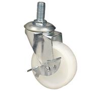 Clarke ML244-A White Polypropylene 63mm Threaded Castor Swivel/Swivel & Brake