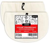 Clarkia Cotton Cheese Cloth Bag Yogurt Nut Milk Strainer - 2 Pieces Made by Muslin Cloth for Kitchen nut Milk Bags Hung Curd Cloth Strainer Bag