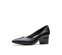 Clarks(クラークス) Women's Ellanie Hope Pump, Black Leather, 4.5