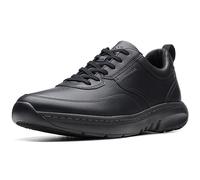 Clarks Pro Lace Black Leather Trainers Clarks Black 8-Wide Fit