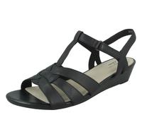 CLARKS ABIGAIL DAISY LADIES BLACK LEATHER WEDGES CASUAL SANDALS UK SIZE 7 D /41