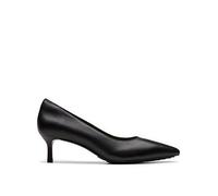 Clarks Adela Leather Court Heeled Shoe - Black, Black, Size 3.5, Women Black