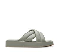 Clarks Women's Alda Glide Slide Sandal, Light Green Lea, 3.5 UK