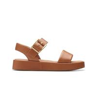 Clarks Women's Alda Strap Sandal, Tan Leather, 4 UK