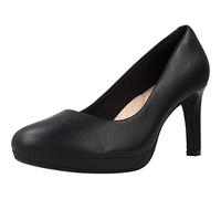 Clarks Womens Ambyr Joy Black Leather Court Shoes,Heels Leather Smart