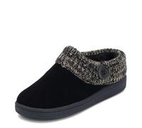 Clarks Angelina Women's Knitted Collar Clog Slipper, Black Premium Suede, 7 Wide