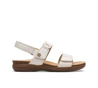 Clarks Women's April Clover Off-White Combination Flat Sandals in White | Size: 4-Standard Fit Clarks White 4-Standard Fit