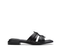 Clarks Ariany Mule Black Leather Flat Sandals,slip Ons Black 4.5-Standard Fit