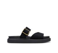 Clarks Womens Aristella Mule Black Suede Two Part Sandals,Flat Sandals