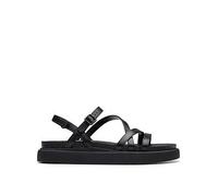Clarks Aristella Rose Leather Strappy Flat Sandal - Black, Black, Size 4, Women Black