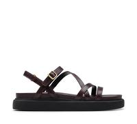 Clarks Women's Aristella Rose Sandal, Wine Leather, 3 UK