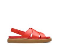 Clarks Aristella Sun Bright Red Leather Strappy Sandals Red 3-Standard Fit