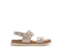 Clarks for woman. 26181410 Arwell Glide beige leather sandals (39.5), 3 to 5 cm, Velcro, Casual