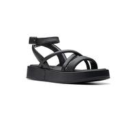 Clarks Black Leather Alda Cross Sandals Black