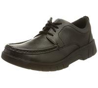 Clarks Branch Lace Youth Leather Shoes In Black Wide Fit Size 3