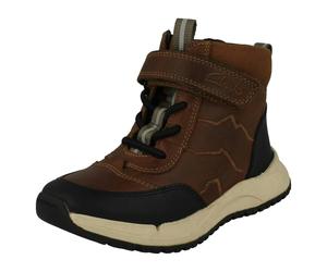 Clarks Boys Clarks Leather Ankle Boots With Bootstrap Cub Seek K - Tan - UK 12.5 Child