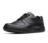 CLARKS Boys Fawn Lay Y Sneaker, Black Leather, 4 UK