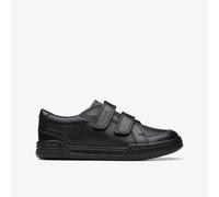 Clarks Boy's Fawn Strap Sneaker, Black Black Leather, 12.5 UK Child