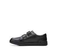 Clarks Boys Fawn Strap O Sneaker, Black Leather, 13.5 UK Wide