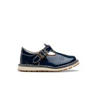 Joyful Skip Toddler Navy Patent T Bar Shoes Clarks Blue 5.5-Wide Fit