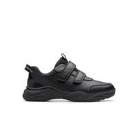 Clarks Boys,Kids Unisex Feather Shine Kid Black Trainers,Riptape,School Shoes